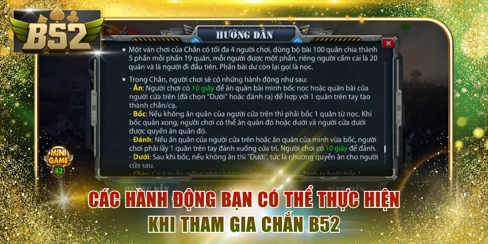Các hành động bạn có thể thực hiện khi tham gia chắn B52