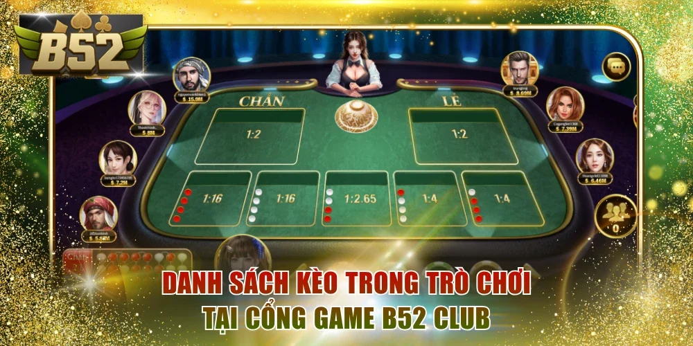 Danh sách kèo trong trò chơi tại cổng game B52 Club